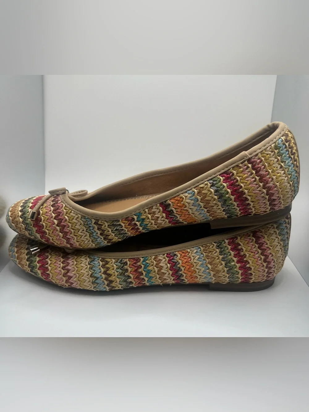 Joie Multicolor Woven Ballet Flats with Beige Trim